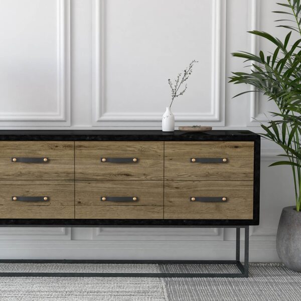handmade black industrial sideboard with wood finish